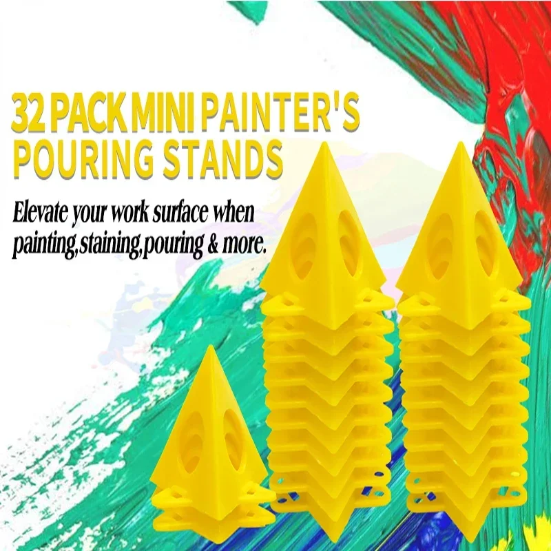 32pcs Painter's Painting Stands, Mini Cone Paint Stands for Canvas and Door Risers Support, Pouring Paint for a Clean Job