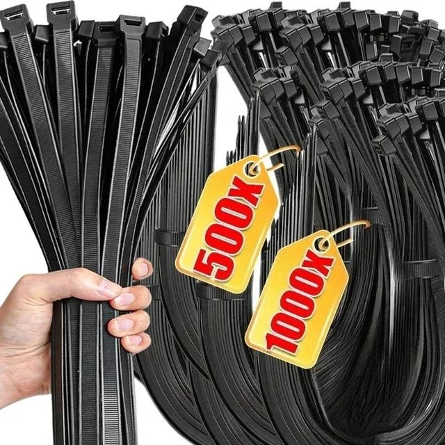 สายรัดเคเบิลไนลอนแข็งแรง สายรัดแบบล็อคตัวเอง สายรัดปรับได้ ห่วงรัดสายไฟ สำหรับจัดระเบียบบ้านและสำนักงาน สายรัดพลาสติกแบบซิป 1