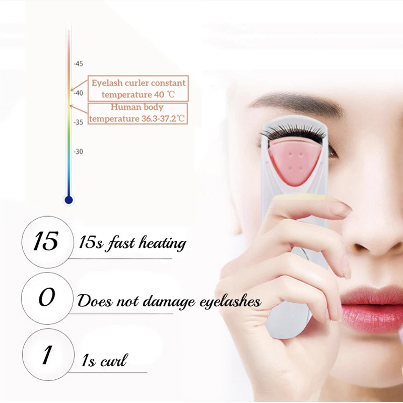 New Electric Heated Eyelash Curler with Eyelash Card Makeup Eye Lashes Curler Tools Longlasting Eye Lash Perm Eyelashes Clip 1pc
