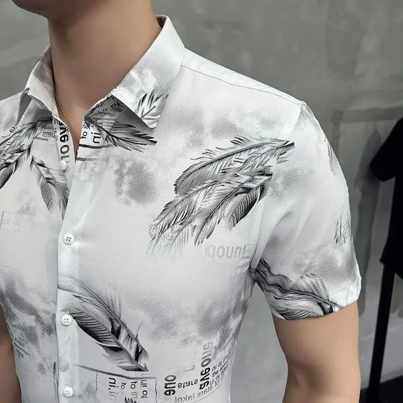 Camicie con stampa personalizzata per uomo camicia Casual Slim a maniche  corte estiva abbigliamento uomo camicie eleganti da uomo camicie Camisa