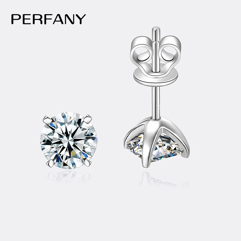 Silver Earrings Womens Earrings PERFANY 0.2-2CT Moissanite Earrings For Women S925 Pure Silver Four Claw Laboratory Diamond Earrings Wedding Jewelry Party Gift