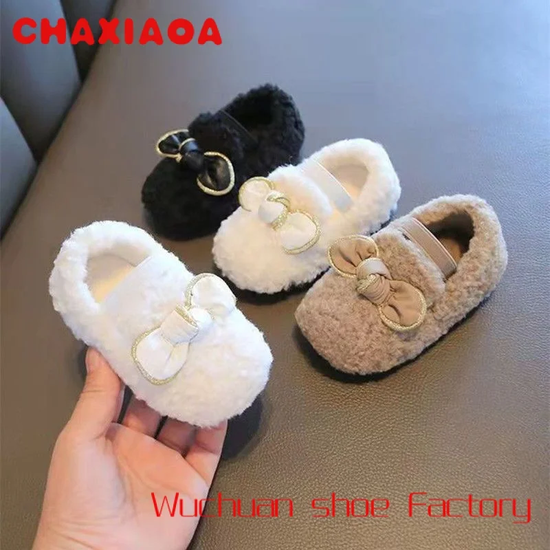 

OEM acceptable woolen shoes for girl Winter Princess children's cotton shoe with anime design