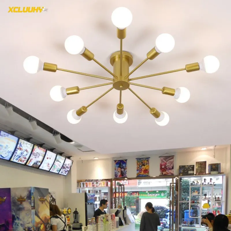 Vintage Industrial Iron Ceiling Lamp - Classic Loft Style Chandelier for Living and Dining Room Decor