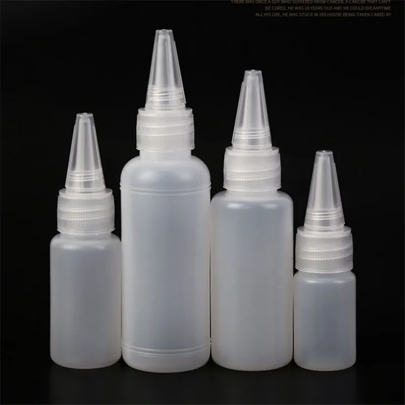 

10pcs 10ml 20ml 30ml 50ml Squeeze Bottle Empty PE Plastic Paint Applicator Liquid Dispensing Bottle with Nozzle Glue Container