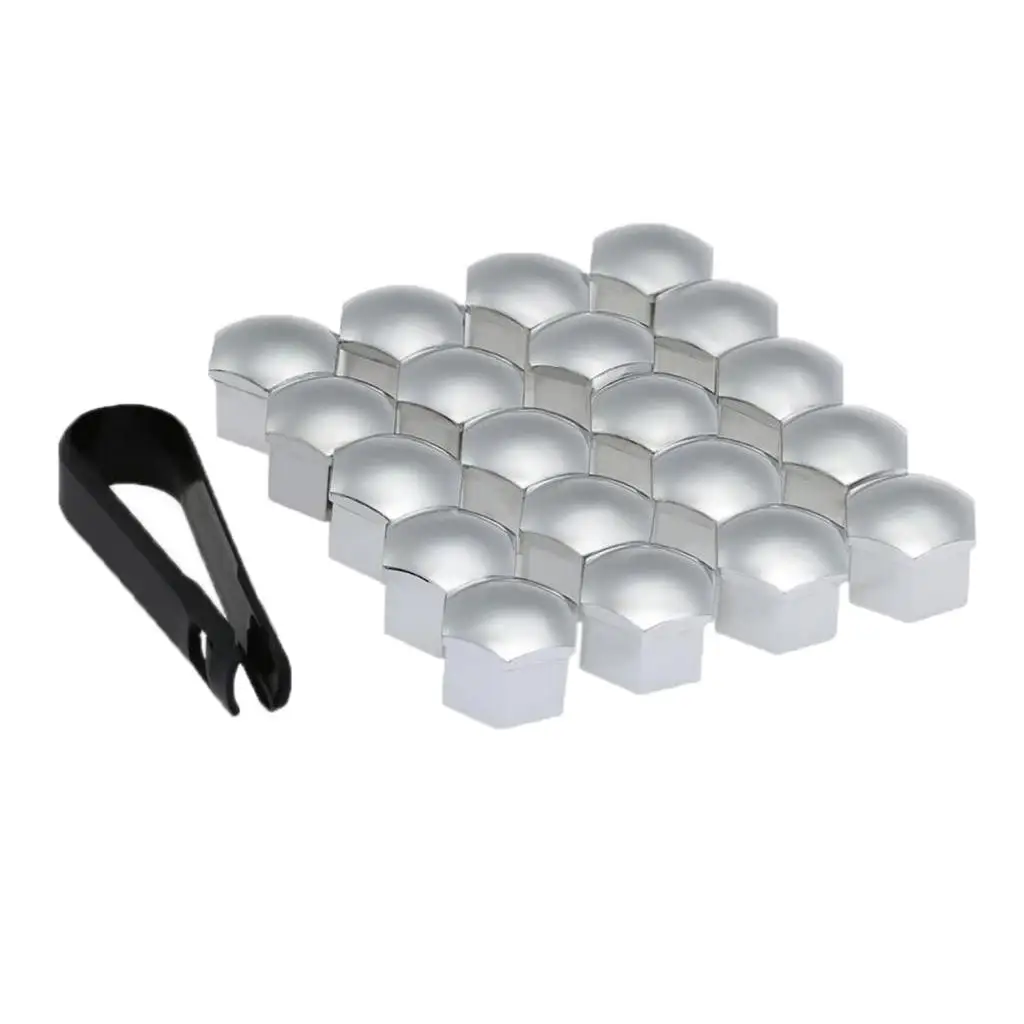 2x 20 Pieces 17mm Caps for Wheel Bolts Caps Set Wheel-Silver, 17mm