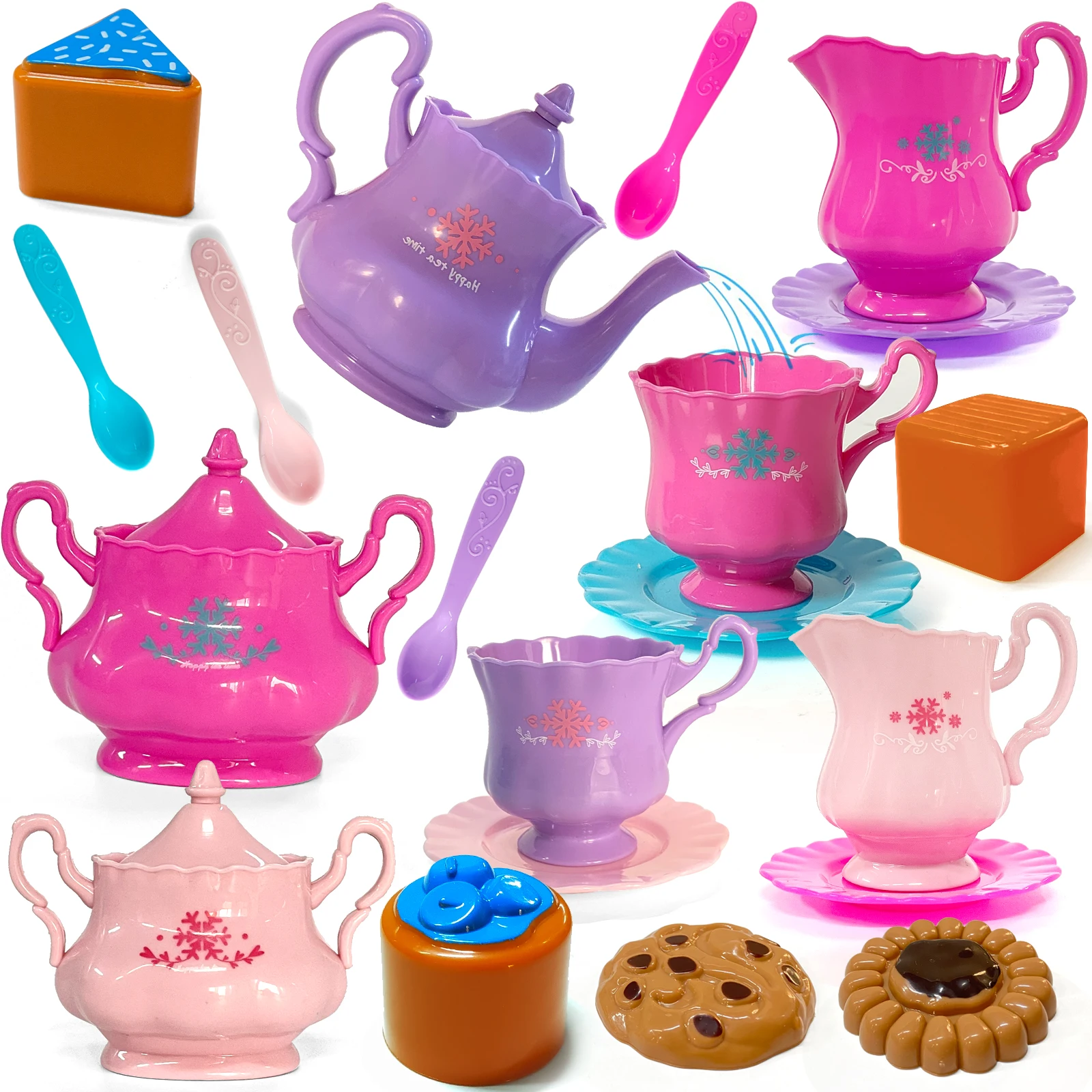 Tea set toy wooden tea set toy for little girls tea party set for toddlers including kettle cookies kids play food boys girls gifts
