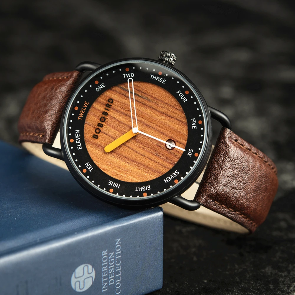 Relógios do homem BOBO BIRD Relógio De Quartzo De Madeira Relógio De Pulso Casual para Homens Presente Único Drop Shipping