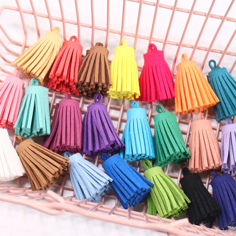 Leather Tassel Keychain Tassel Charm 10/20Pcs 3cm Bulk for Pendant Bracelet Jewelry Making DIY Craft Decoration