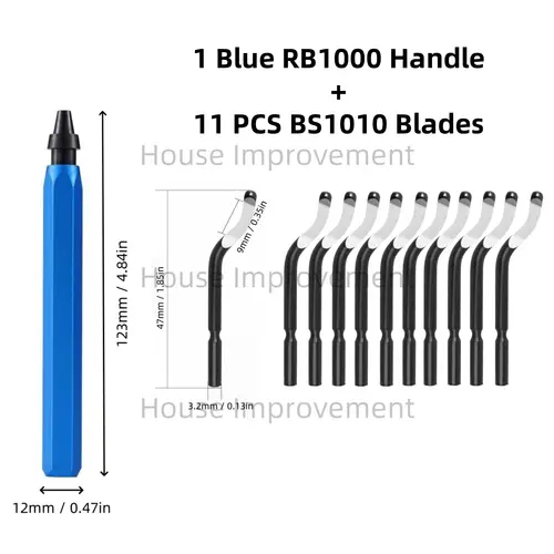 Deburring Tool Set with 11pcs High Speed Steel Swivel Blades Burr Removal Tool for Metal Resin PVC Pipes Copper Plastic Aluminum - Image 11