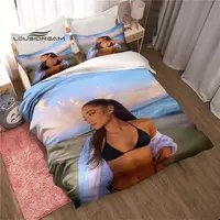 Ariana Grande Bedding Set 3D Printing Fashion Pop singer Home Decoration Boy Girl King Size Bedding Set Quilt Cover Pillowcas 2