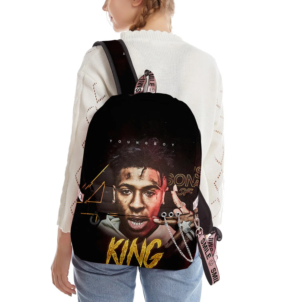 Trendy YoungBoy Never Broke Again pupil Bookbag Notebook Backpacks 3D Print Oxford Waterproof Boys/Girls Travel Backpacks