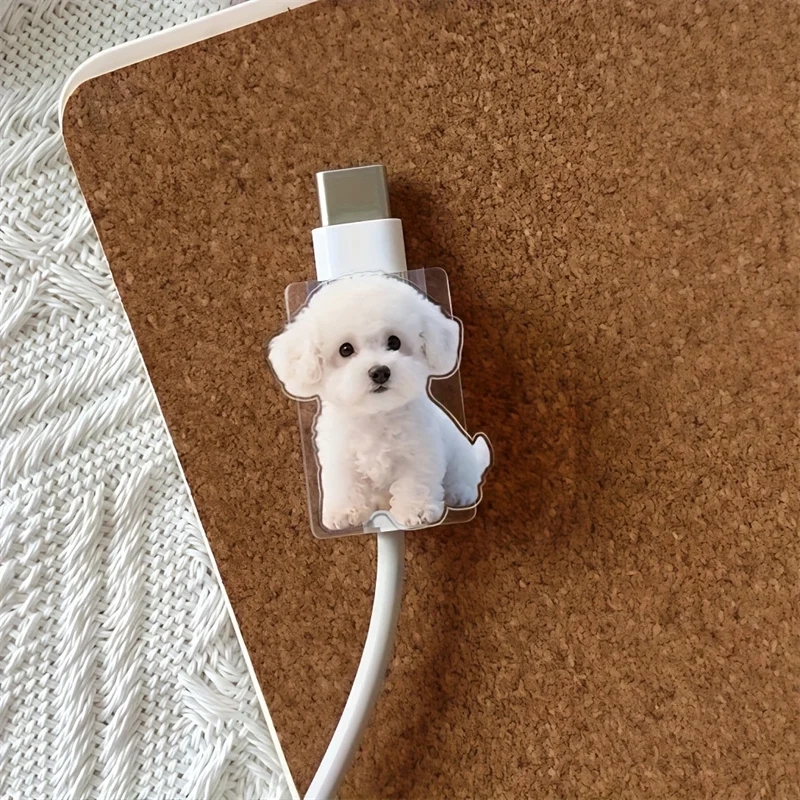 Charming White Dog Cable Protector Set – Playful Design