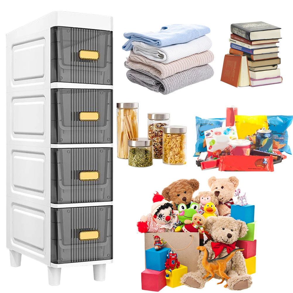 Narrow Toilet Storage Cabinet 4/5 Tier Waterproof Narrow Toilet Drawer Closestool Crevice Rack for Small Spaces Bedroom Bathroom
