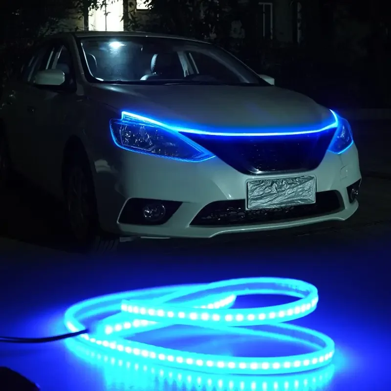 LED car decorative lights hood atmosphere strip waterproof auto exterior 12V universal