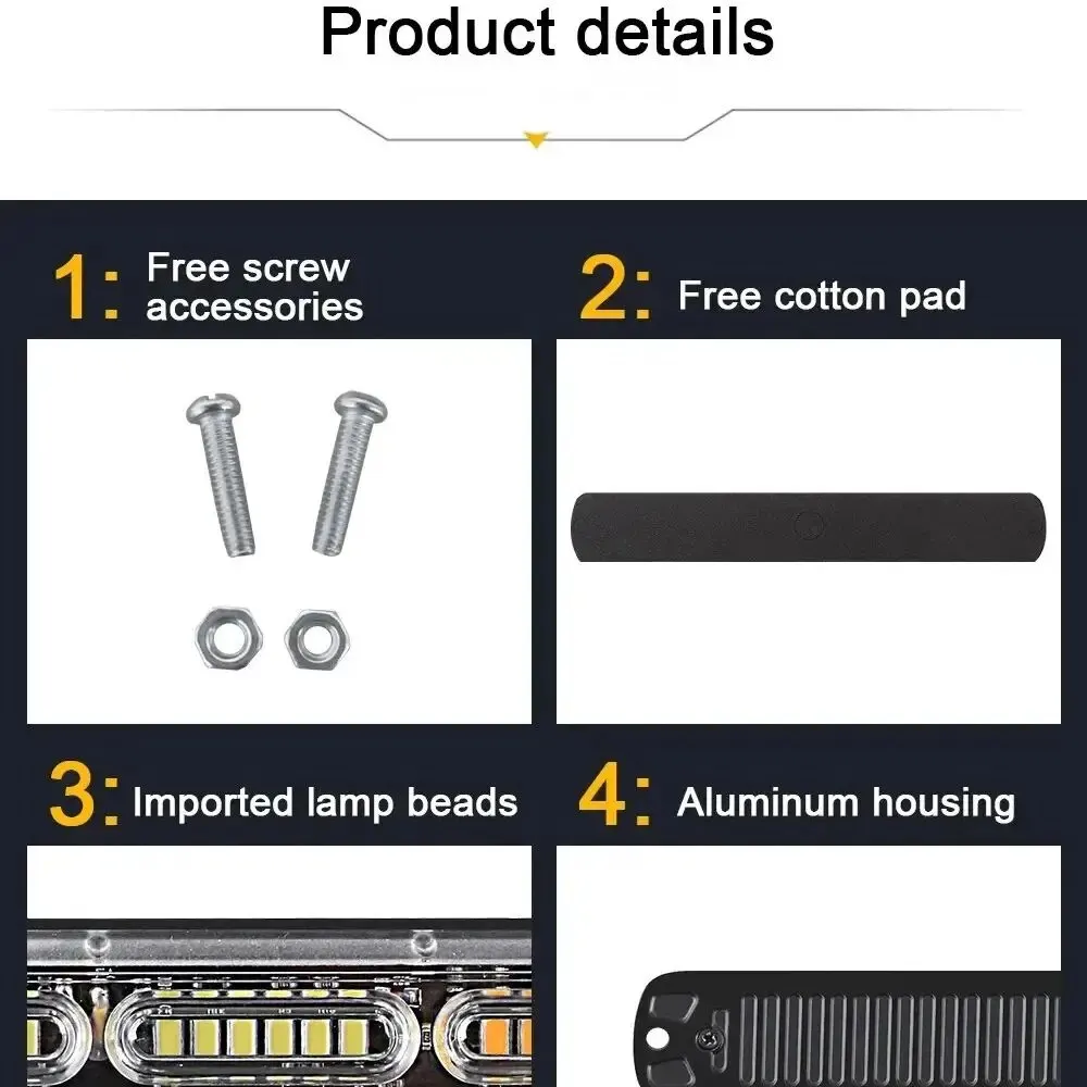 12V-24V 24LED LED Car Truck Body LED Luce laterale Avvertimento Luce di emergenza senza batteria per auto Van Truck Moto - immagine 6