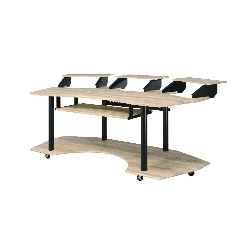 83"Natural Oak Finish Music Recording Studio Desk, with This Impressive 83" Music Studio Desk 6