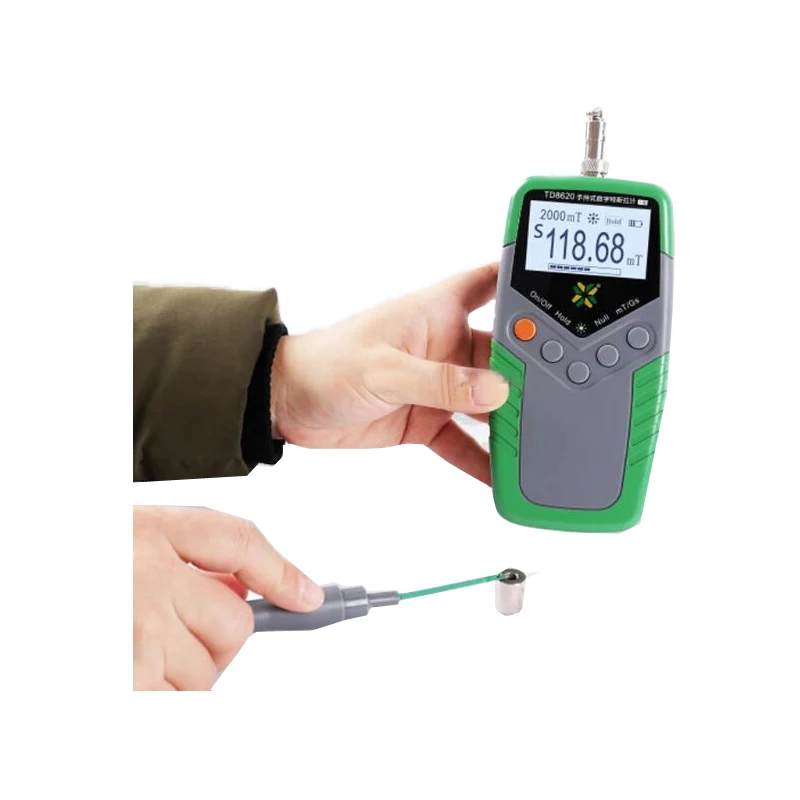 TD8620 High Precision Gauss Meter Tesla Meter Gaussmeter EMI Surface Magnetic Field Tester with Axial Probe 0-2400mT 5% Accuracy