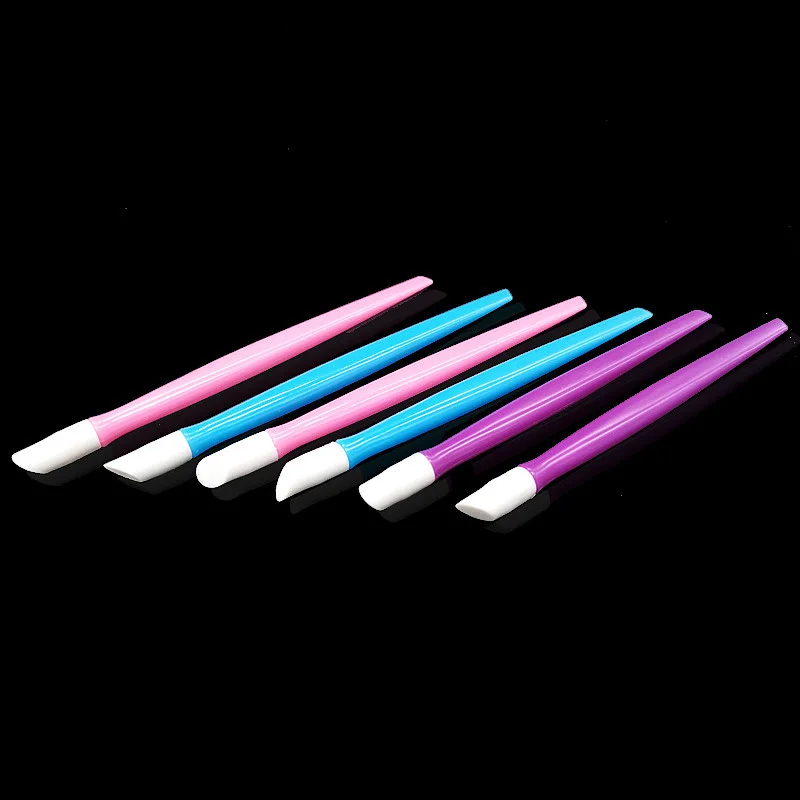 10 pcs/lot Soft Plastic Nail Cuticle Pusher Rubber Head Press Nail Stickers Pushers Acrylic Pedicure Manicure Salon Nail Tools