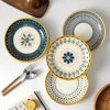 4 pcs ceramic 8-inch discs, Japanese dining table serving plates, relief craft salad pasta plates 5