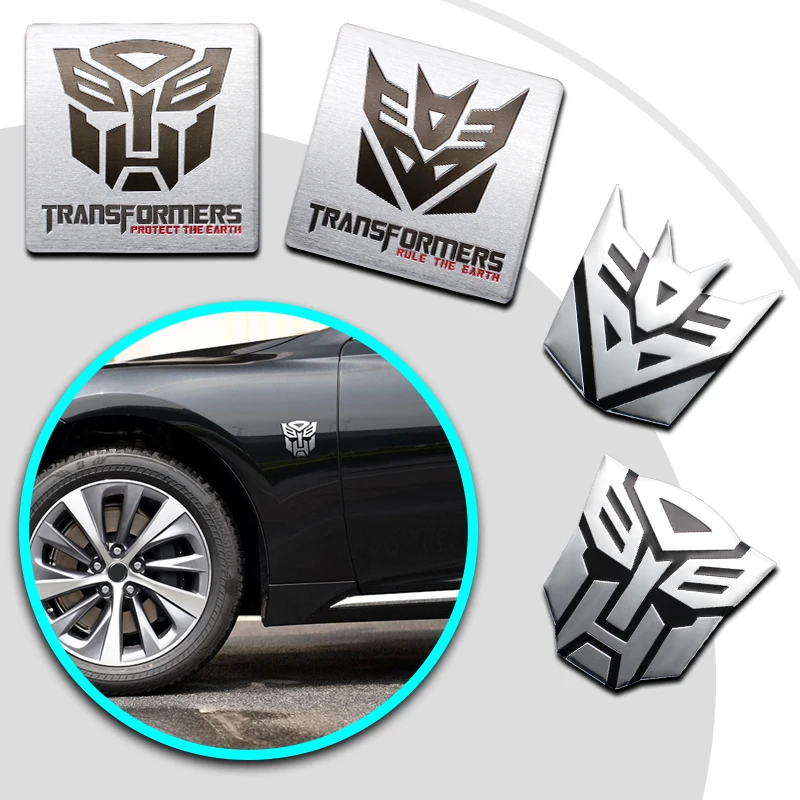 1Pc 3D Alluminio Autobot Transformers Car Rear Boot Trunk Side Fender Emblem Badge Sticker Decalcomanie Car Fashion Styling Accessori
