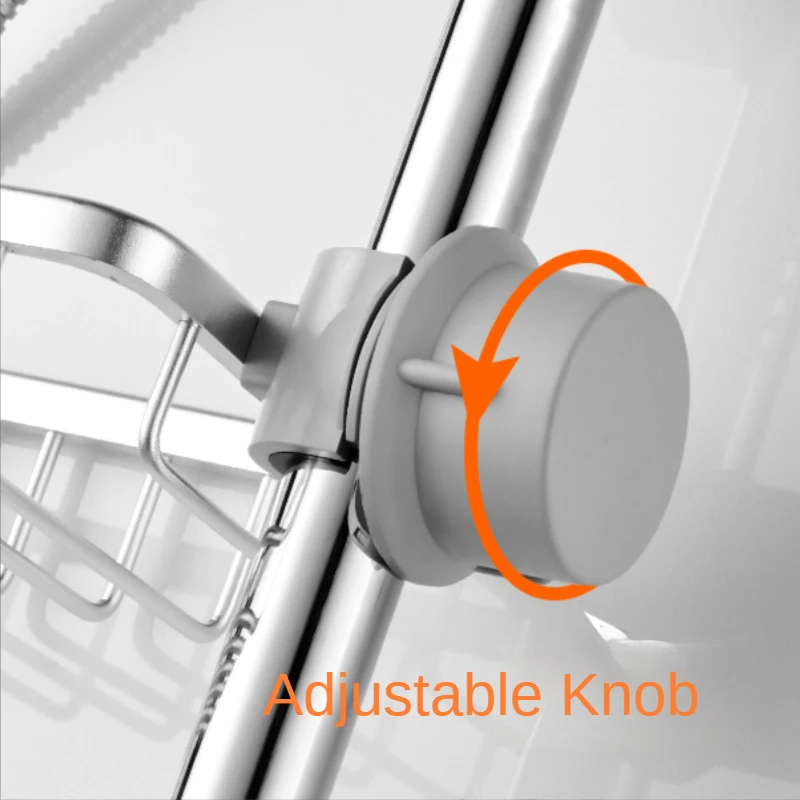 Water Pipe Clamping Aluminum Basket Shelf  Bathroom Organizer for Shampoo Soap Shower Drain Holder Bathroom Rack with Hooks 5
