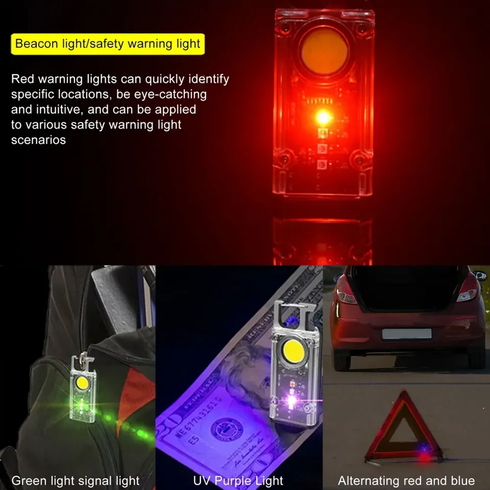 Description Picture 6 of itemMini Portable Keychain Flashlight Solar Panel Type-c Rechargeable LED 9 Modes COB Work Light Keychain With Magnet Light