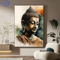 Spiritual Buddha Statue Meditation Golden Buddha Canvas Painting Print Poster Modern Wall Art Pictures Living Room Bedroom Decor
