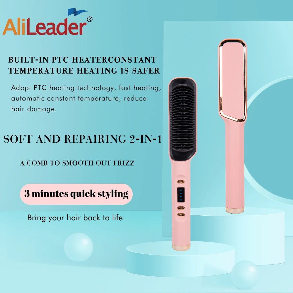 Pro Hot Comb Straightener Hair Brush  Hot Comb 3In1 Electric Straightening Comb Curling Iron Hair Brush For Styling Fast Heating 6