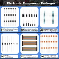 Electronic Component Package 1628PCS, Breadboard, Resistors Capacitor Diode, Dupont Wire, PCB Board, Transistor Kit - Image 3