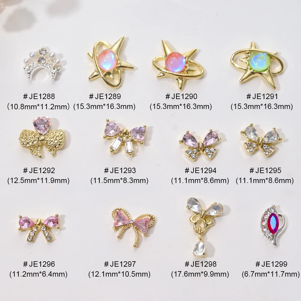 10pcs New Planet Bow Nail Charms 3D zircone Mocha Crystal Gem Shiny Saturn Planet Nail Decoration accessorio di Design per unghie di lusso fai da te