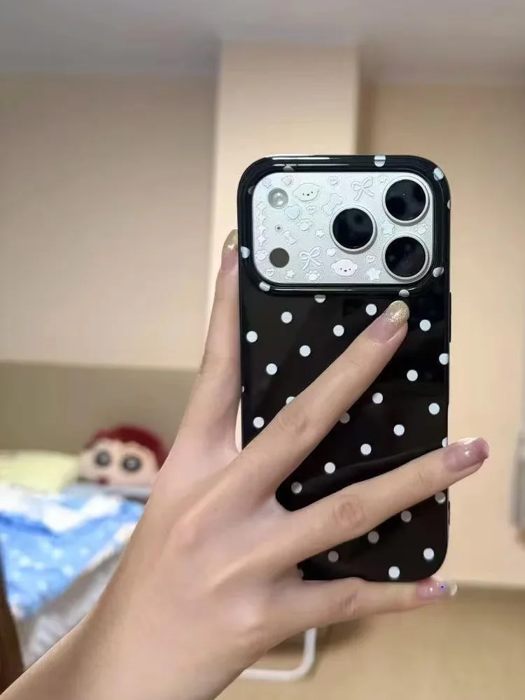 Trendy Black Minimalist Polka Dots Phone Case