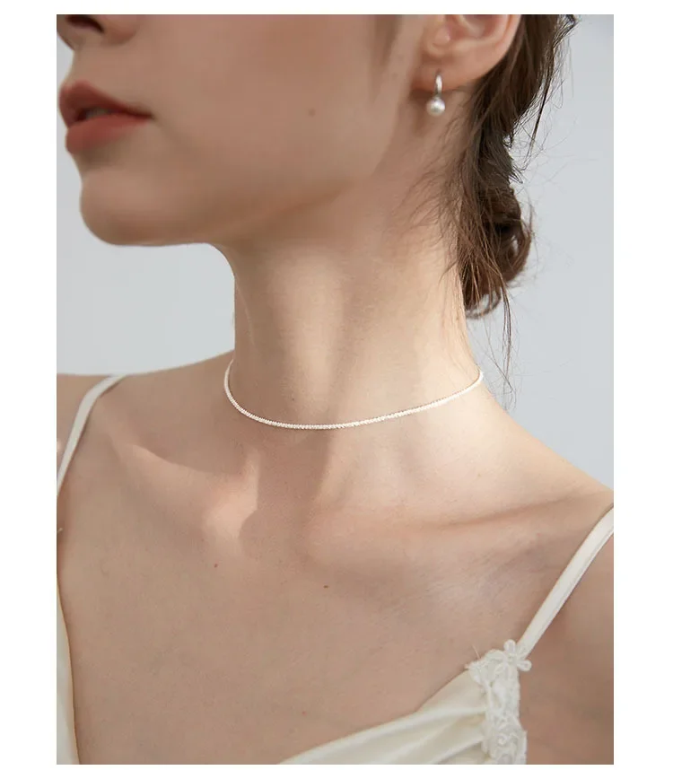 Choker Necklace 925 Sterling Silver Women Fine Jewelry Wedding Party Birthday Gift