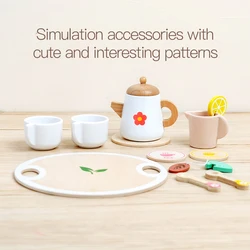 Children's Pretend Play Wooden Tea Party Set - Realistic Kitchen Toys (Tea set)