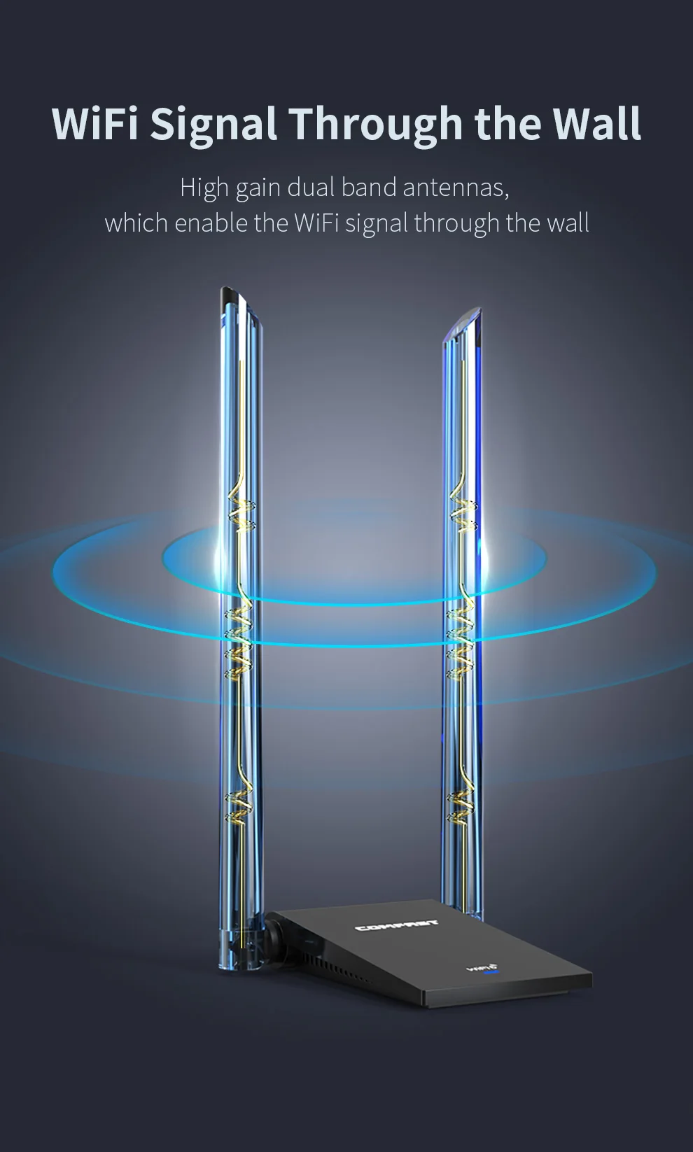 COMFAST 와이파이 6 USB 어댑터, 듀얼 밴드 2.4G, 5GHz 무선 와이파이 안테나 리시버, USB 3.0 익스텐션 케이블 동글, Win10 11, AX1800