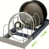 Kitchen Storage Solution Expandable Stainless Steel Rack for Pan Pot Lid Cutting Board Dish Drying and Cookware Organizer 1