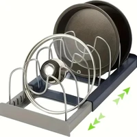 Kitchen Storage Solution Expandable Stainless Steel Rack for Pan Pot Lid Cutting Board Dish Drying and Cookware Organizer 1