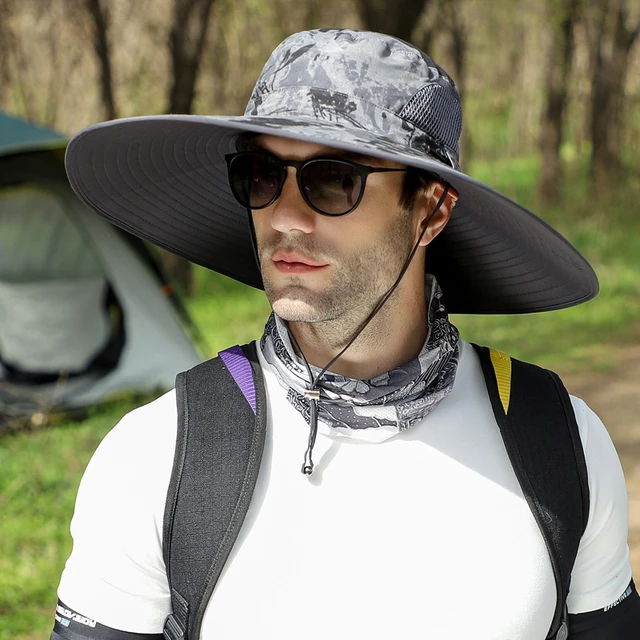 15cm large-brim Sun Hat Men Summer Outdoor Leisure Color Blocking