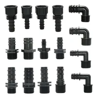 8/16/20/25/32mm Garden PE Tube Connector 1/2 3/4 1" Thread Hose Elbow Barb Coupler Fitting Farm Irrigation PE Pipe Joint 1