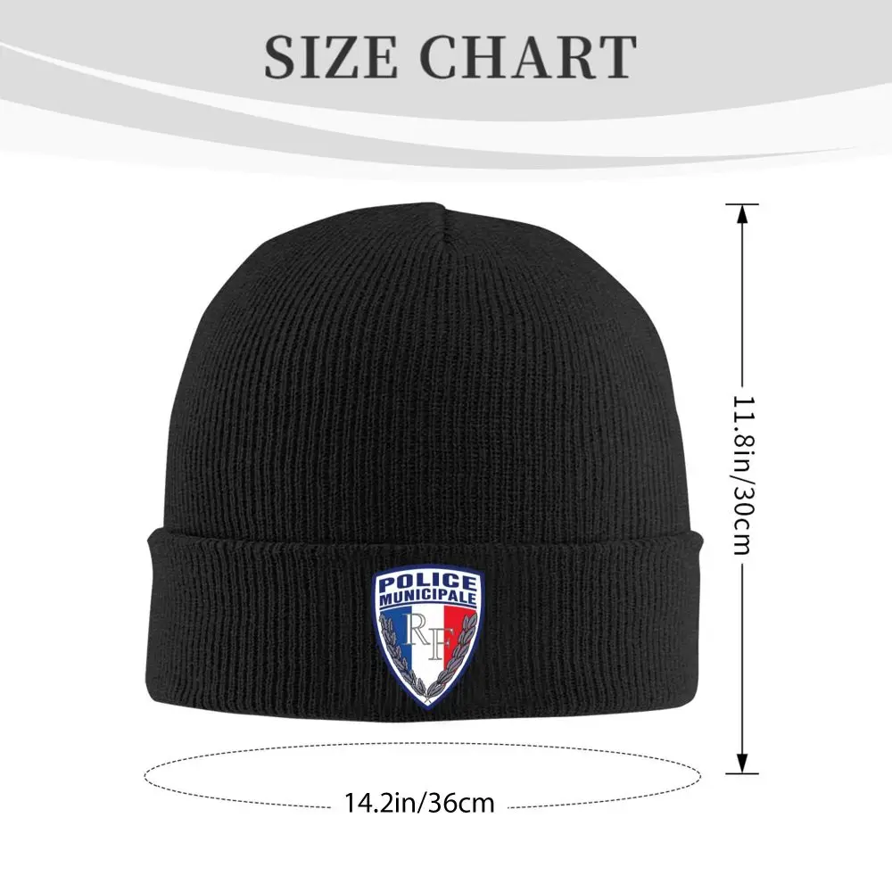 Französische kommunale Polizei-Insignien, warme Strickmütze, modische Mütze, Herbst-Winter, Outdoor-Mützen, Hüte für Männer, Frauen, Erwachsene – Detail 1