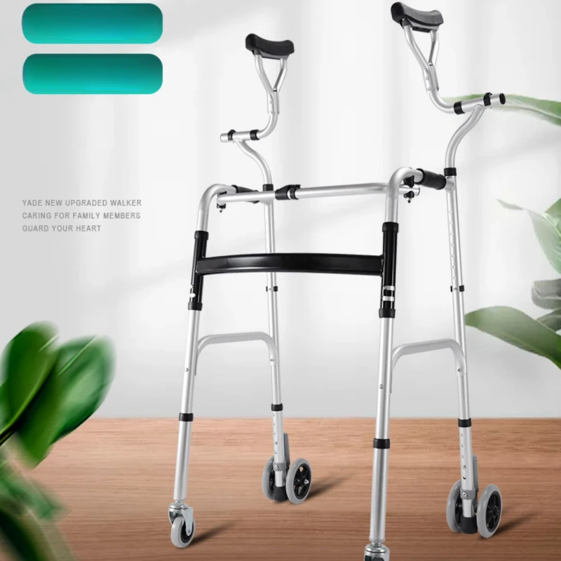Aluminum Alloy Walking Stick  Thickened SittoWalk Supporter, Adjustable Hand Trolley, NonSlip Elderly Wheelchair 5