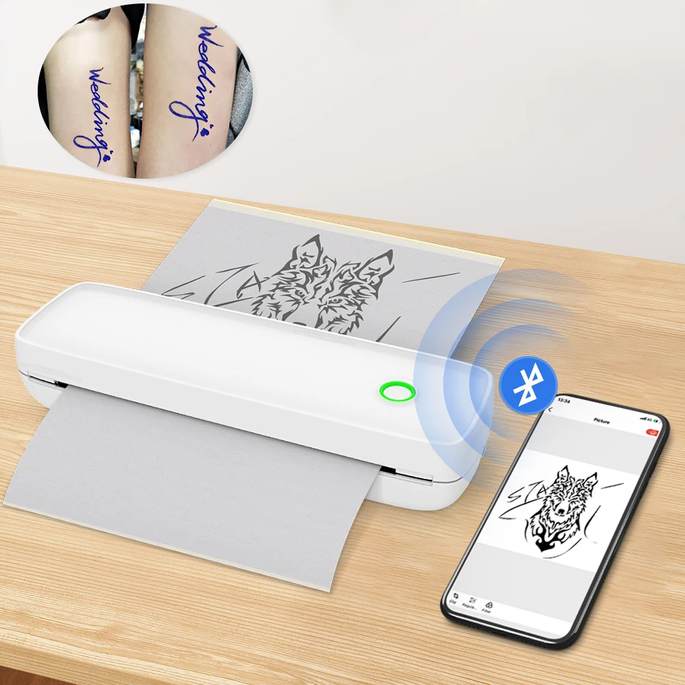 

Tattoo Stencil Printer Inkless A4 Thermal Printer Bluetooth Portable Mini Printer Document File Printing Tattoo Transfer Machine