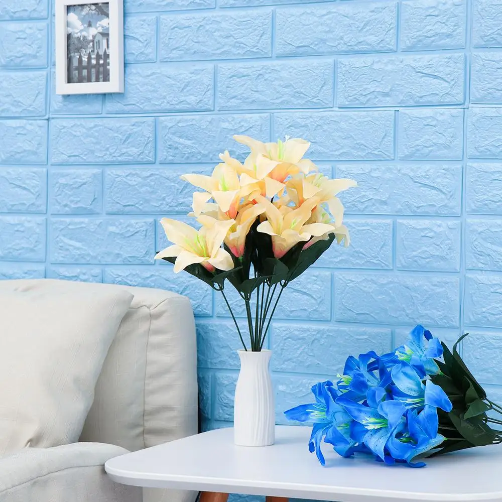 10 Köpfe Seiden lilien künstliche Blumen gefälschte Blumenstrauß Bündel Hochzeit Home Party Dekor – Detail 21