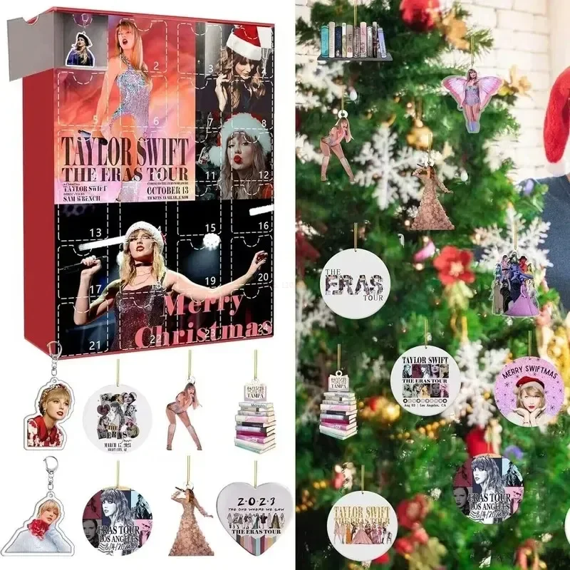 

Women Advent Calendar Taylors Christmas 2024 2023 Brinquedo Figure Juguete Keychain Swift Navidad 24 Day Countdown Fan Gift