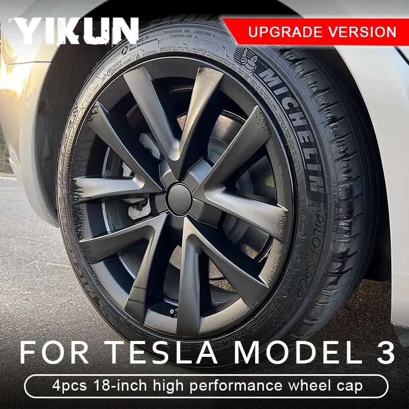 4PCS HubCap Performance Replacement for Tesla Model 3 Wheel cover 18Inch Automobile Hub cap Full Rim Cover Accessories 2018-2023