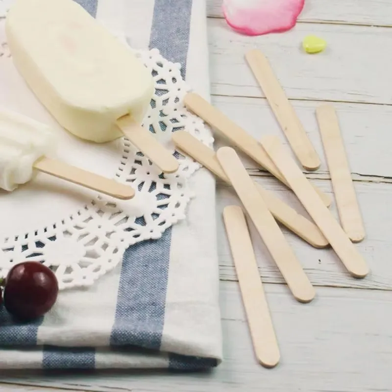 200/50pcs Natural Wooden Ice Cream Sticks Popsicle Stick Ice Cream Spoon Wood Art Cube Lollipop Cake Stick Tools