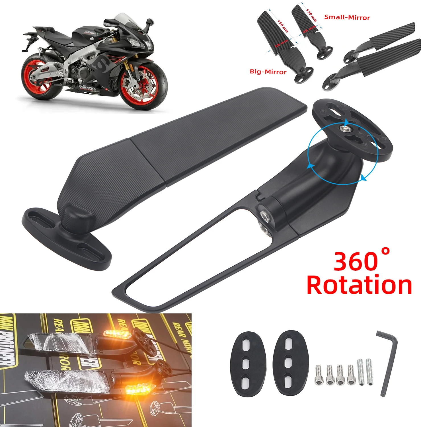 foot rest under desk For Aprilia GPR250R APR250 rs660 RS125 RS250 Motorcycle Mirror Modified Wind Wing Adjustable Rotating Rearview Mirror Moto cool license plate frames