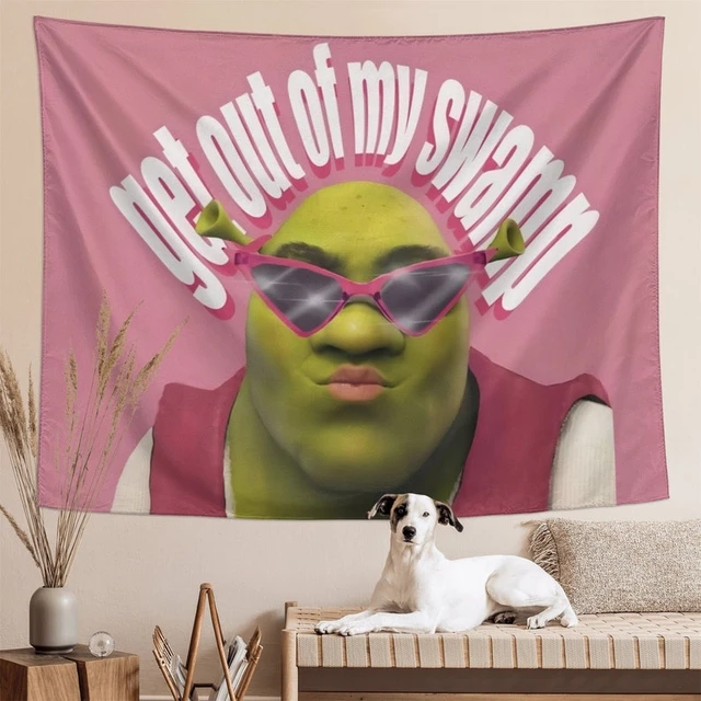 Shrek Get Out of My Swamp Meme Funny Wall Tapestry