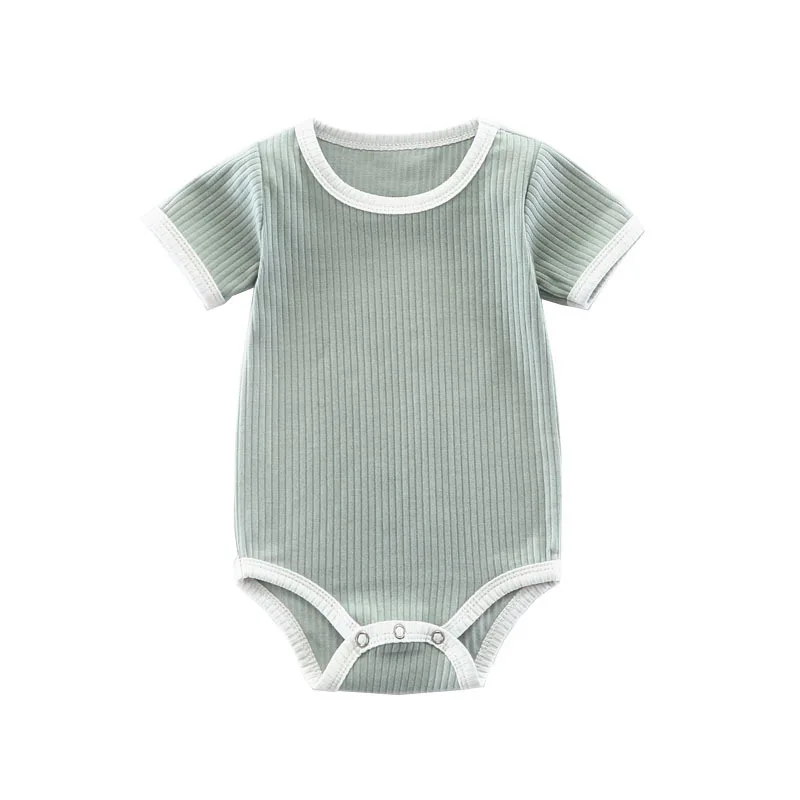 Summer Newborn Bodysuit Baby Romper Ribbed Infant Cotton Short Sleeve Body Suit Boy Girl Jumpsuits Baby Clothes One-Pieces 0-24M 3
