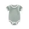 Summer Newborn Bodysuit Baby Romper Ribbed Infant Cotton Short Sleeve Body Suit Boy Girl Jumpsuits Baby Clothes One-Pieces 0-24M 3