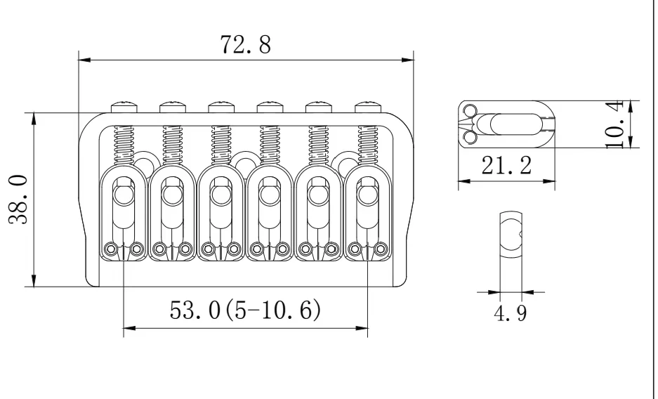Elektrische Gitarre mit Fester Brücke, 6 Saiten, 7 Saiten. Verchromt, schwarz. – Detail 1